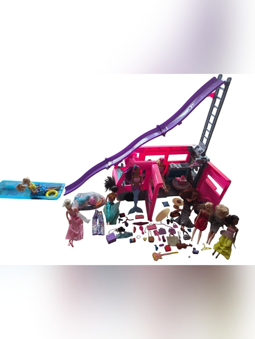 Barbie 3-in-1 DreamCamper Playset Pink & Purple with Dolls